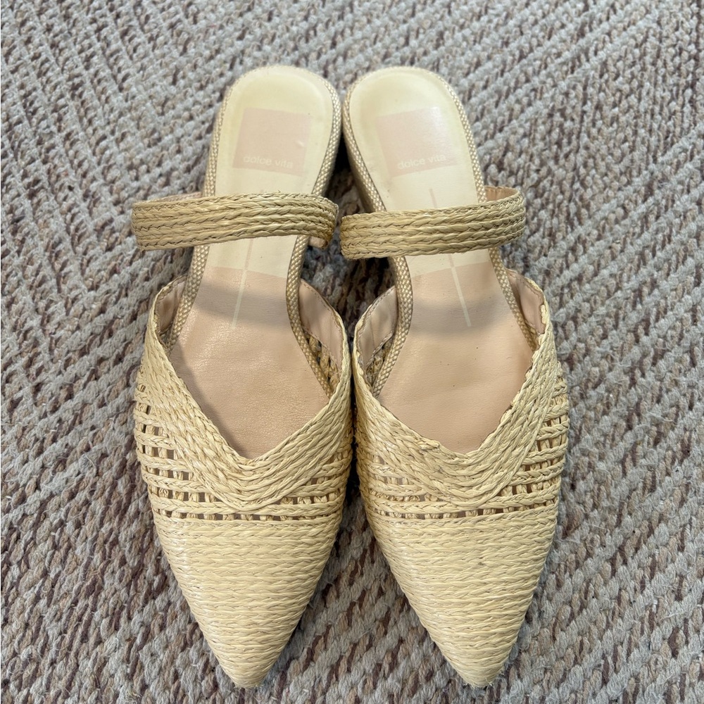 Dolce Vita Natural Straw-Weave Pointed Mule